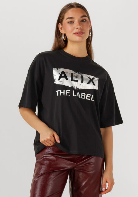 Zwarte ALIX THE LABEL T-shirt FOIL PRINT T-SHIRT - large