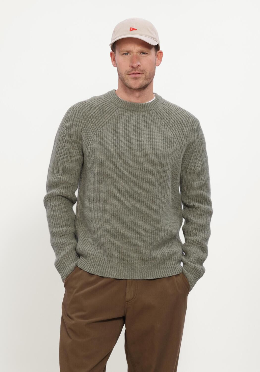 Groene FOR&Eacute;T Trui DELTA WOOL RIB KNIT - large