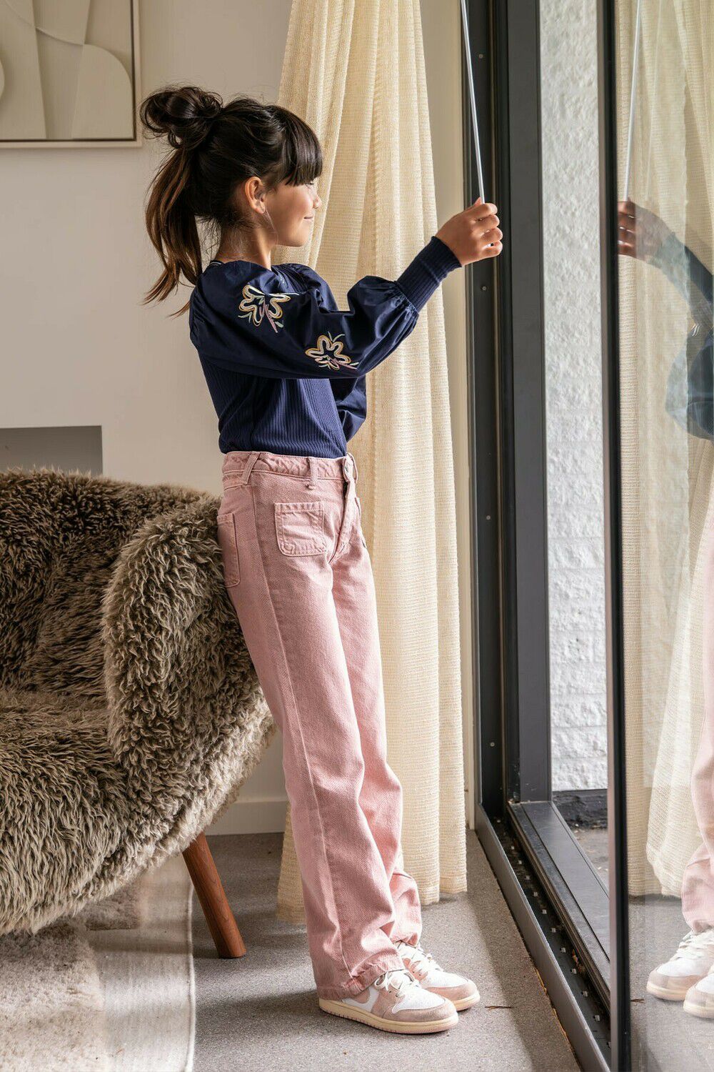 Roze LIKE FLO Wide jeans WIDE LEG DENIM WITH EMBROIDERY - large