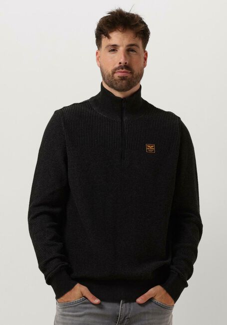 PME LEGEND Pull HALF ZIP COLLAR COTTON PLATED Gris foncé - large