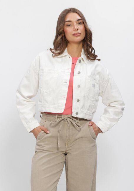 TOMMY JEANS Veste en jean OVSZ CROP TRCKR JCKT FLG BJ6099 en blanc - large