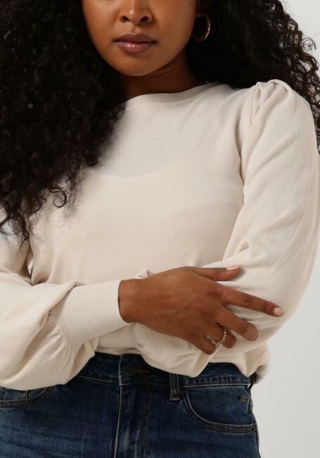 Ecru SUMMUM Trui PUFFY SLEEVE SWEATER BASIC KNIT (7S550) - large