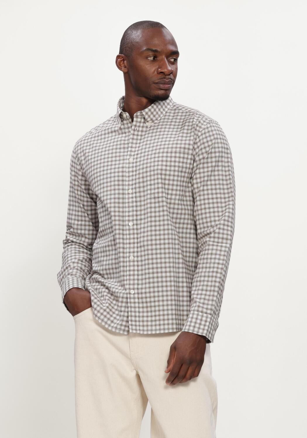 Bruine LES DEUX Casual overhemd TWO TONE MINI CHECK SHIRT - large
