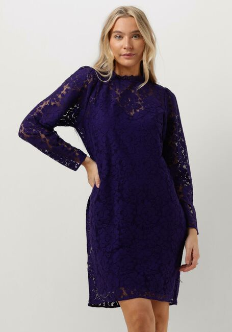 JANSEN AMSTERDAM Mini robe LC587 DRESS LACE LONG SLEEVES en violet - large