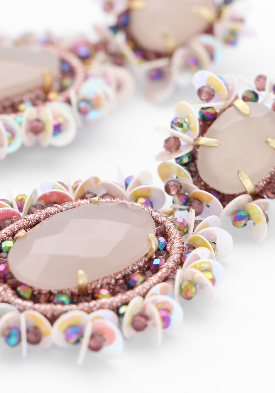 Roze LOTT. GIOIELLI Sieraad PENDANT EARRING DOUBLE W/ SEQUINS L - large