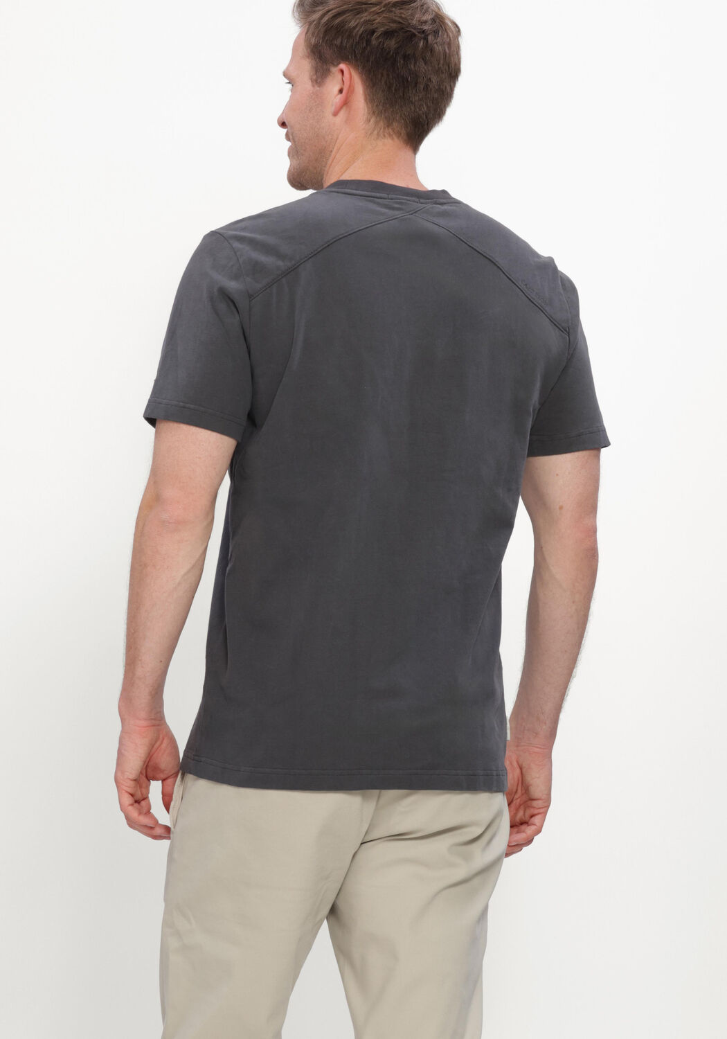 CAST IRON T-shirt SHORT SLEEVE R-NECK REGULAR FIT PEACHED JERSEY Anthracite - large