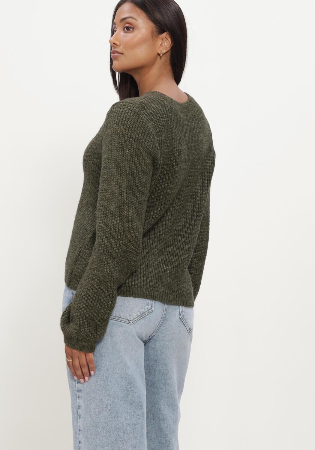 Donkergroene MODSTR&Ouml;M Trui CRISMD CARDIGAN - large