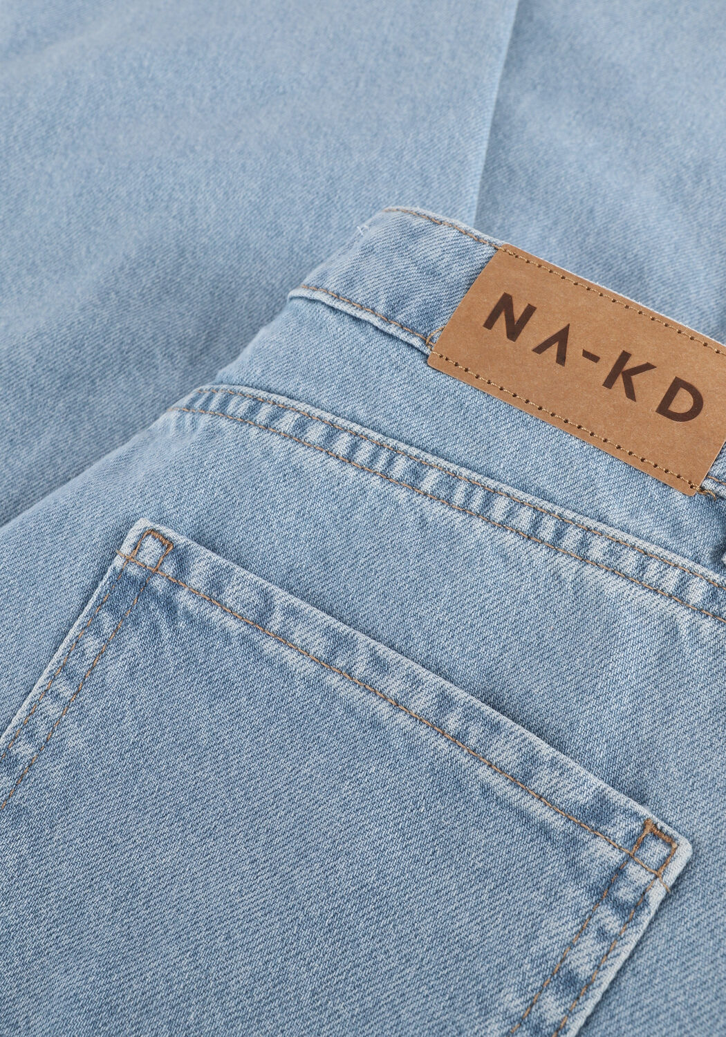 Lichtblauwe NA-KD Mom jeans HIGH WAIST SIDE SLIT DENIM - large