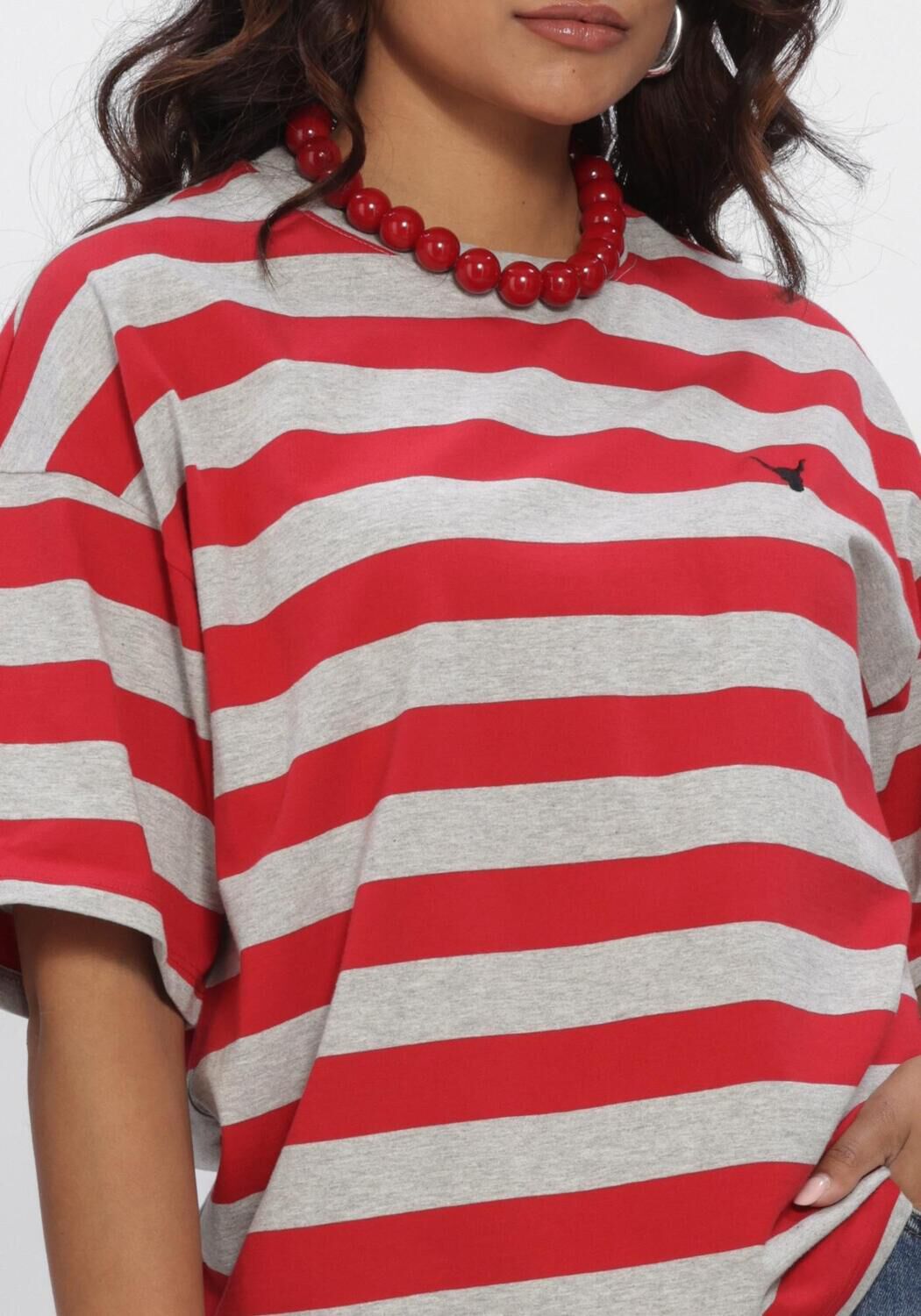 ALIX THE LABEL STRIPE T SHIRT Hauts & T-shirts en rouge - large