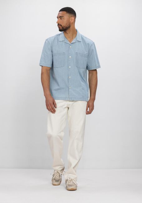 Lichtblauwe SELECTED MEN Casual overhemd SLHRLXCARLO DENIM SS SHIRT  RESORT - large
