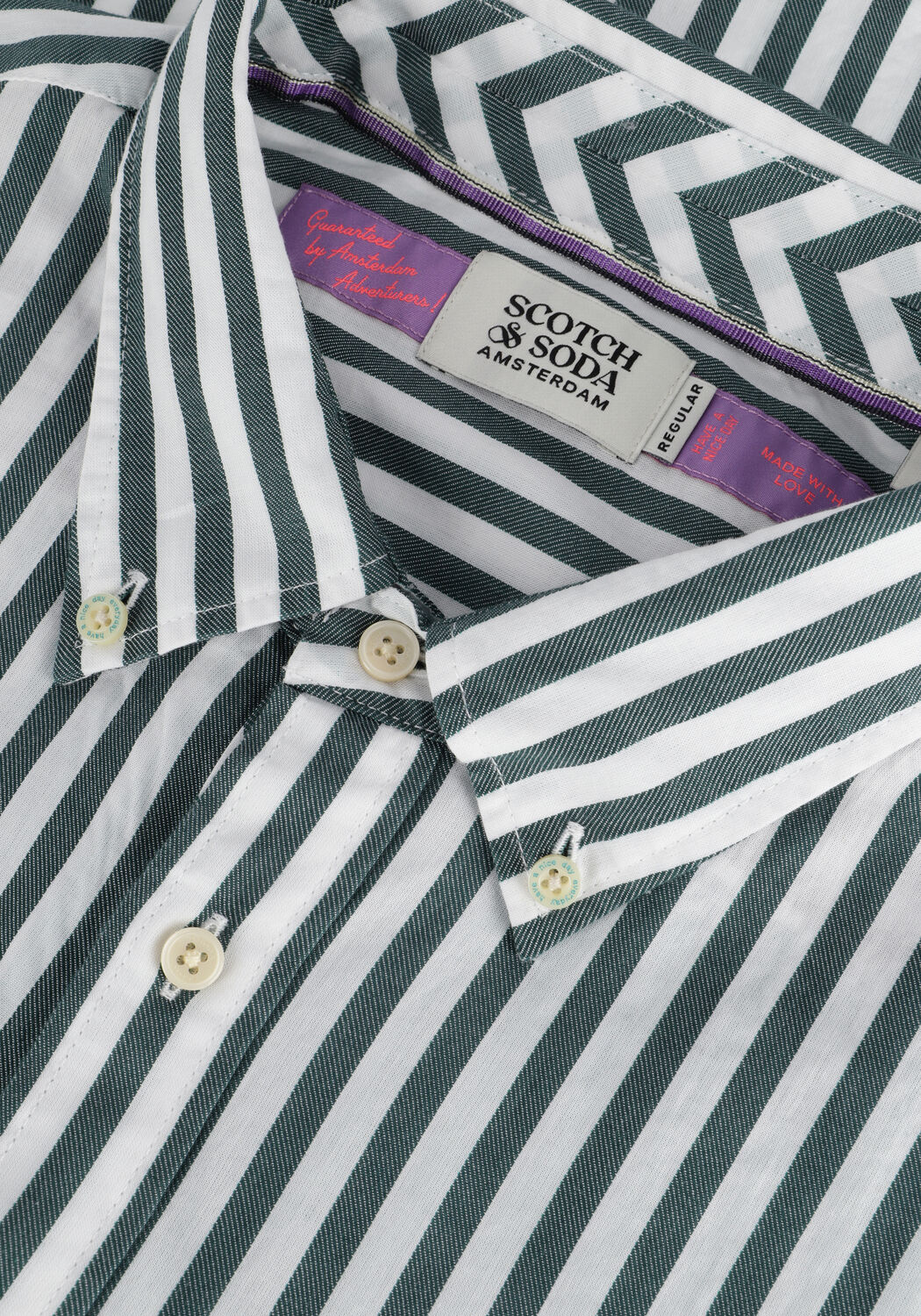 Groene SCOTCH & SODA Casual overhemd REGULAR-FIT STRIPED SHIRT - large