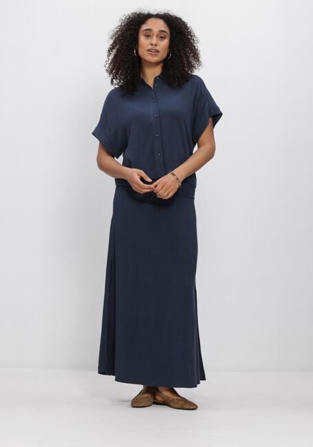 SELECTED WOMEN Jupe maxi SLFVIVA HW ANKLE LINEN BLEND SKIRT Bleu fonc&eacute; - large