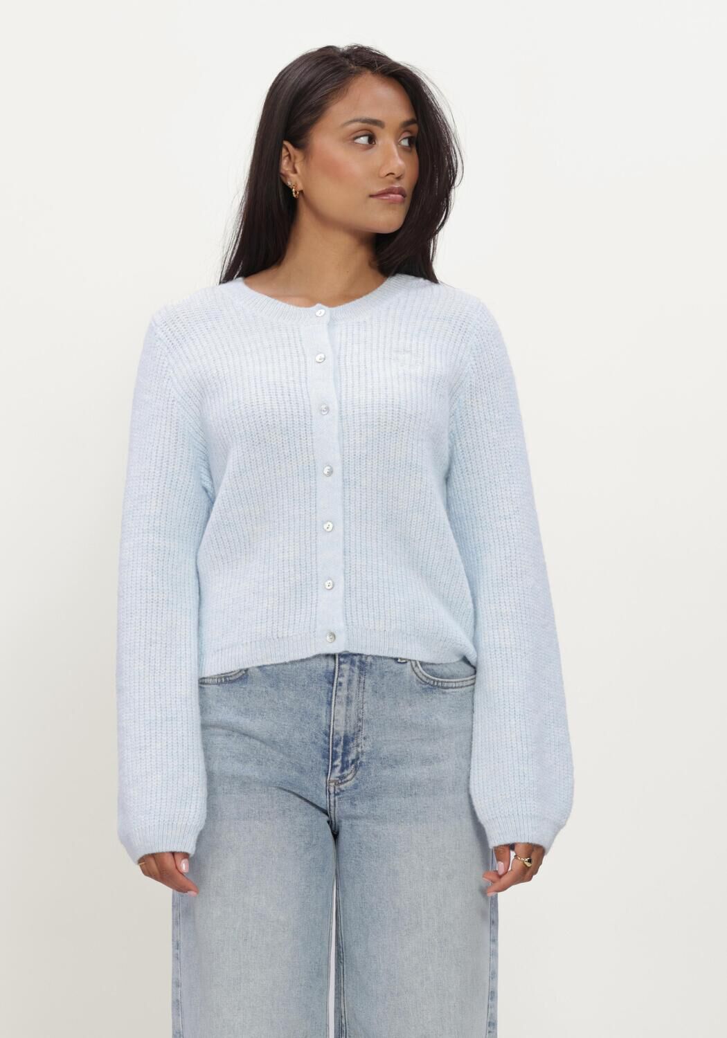 Lichtblauwe MODSTR&Ouml;M Trui CRISMD CARDIGAN - large