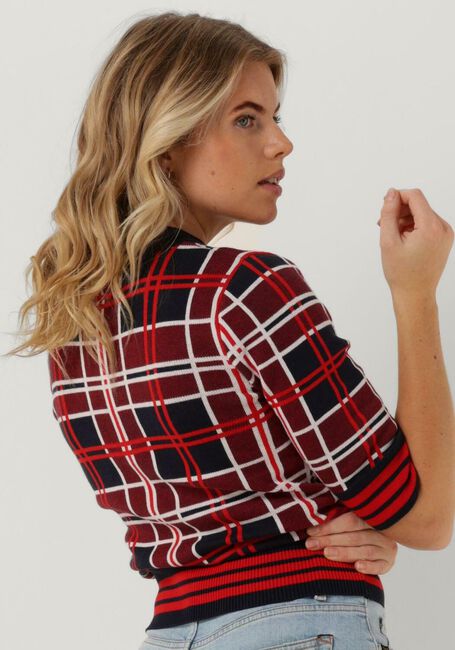 VANILIA Pull CHECKED SHORTSLEEVE en rouge - large