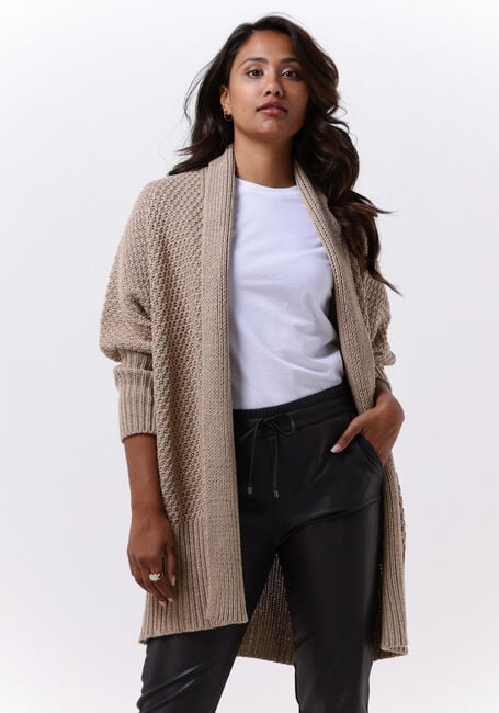 SIMPLE Gilet ICE KNIT-ECO-COT-22-3 en beige - large