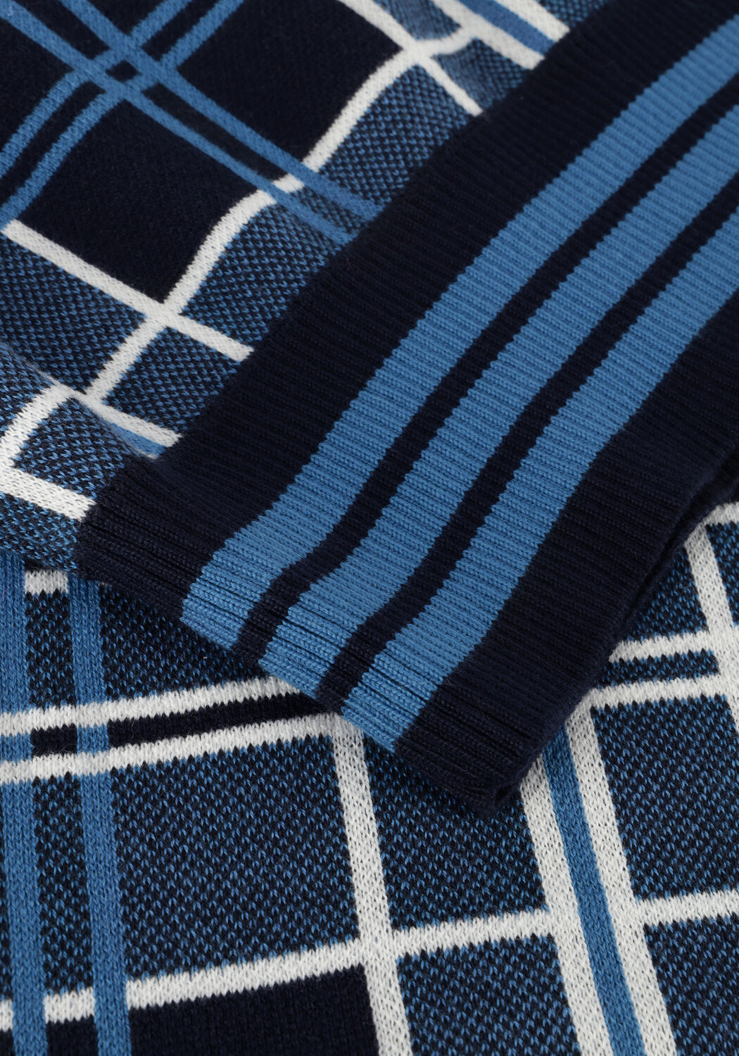 Donkerblauwe VANILIA Trui CHECKED SHORTSLEEVE - large