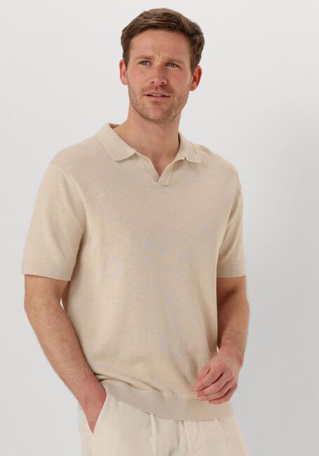 Beige SELECTED HOMME Polo SLHMATTIS SS KNIT SUN OPEN POLO NOOS - large
