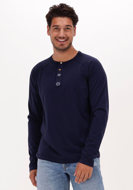 SCOTCH & SODA  GARMENT-DYED LONG-SLEEVED GRANDAD T-SHIRT en bleu - large