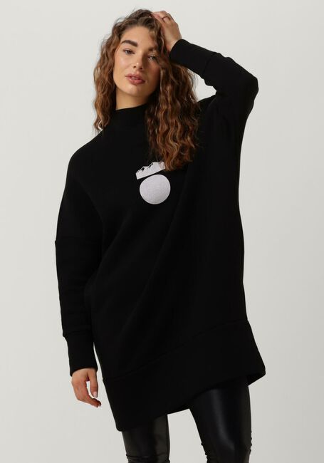 Zwarte 10DAYS Mini jurk V-NECK COLLAR DRESS - large