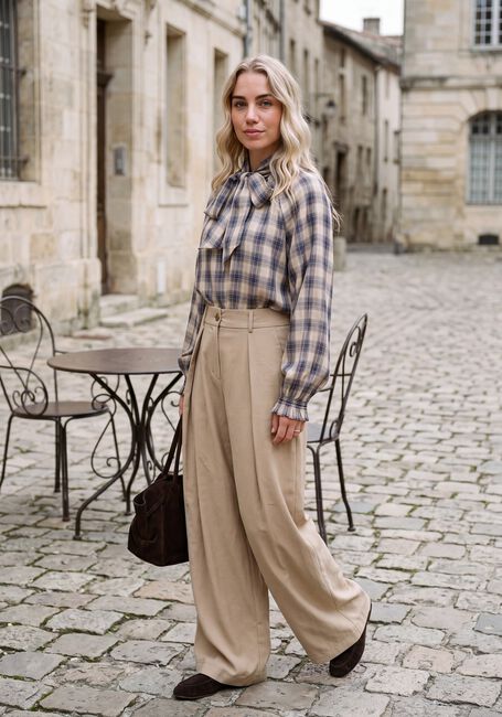 Beige SUMMUM Wijde broek TROUSERS VISCOSE TWILL - large