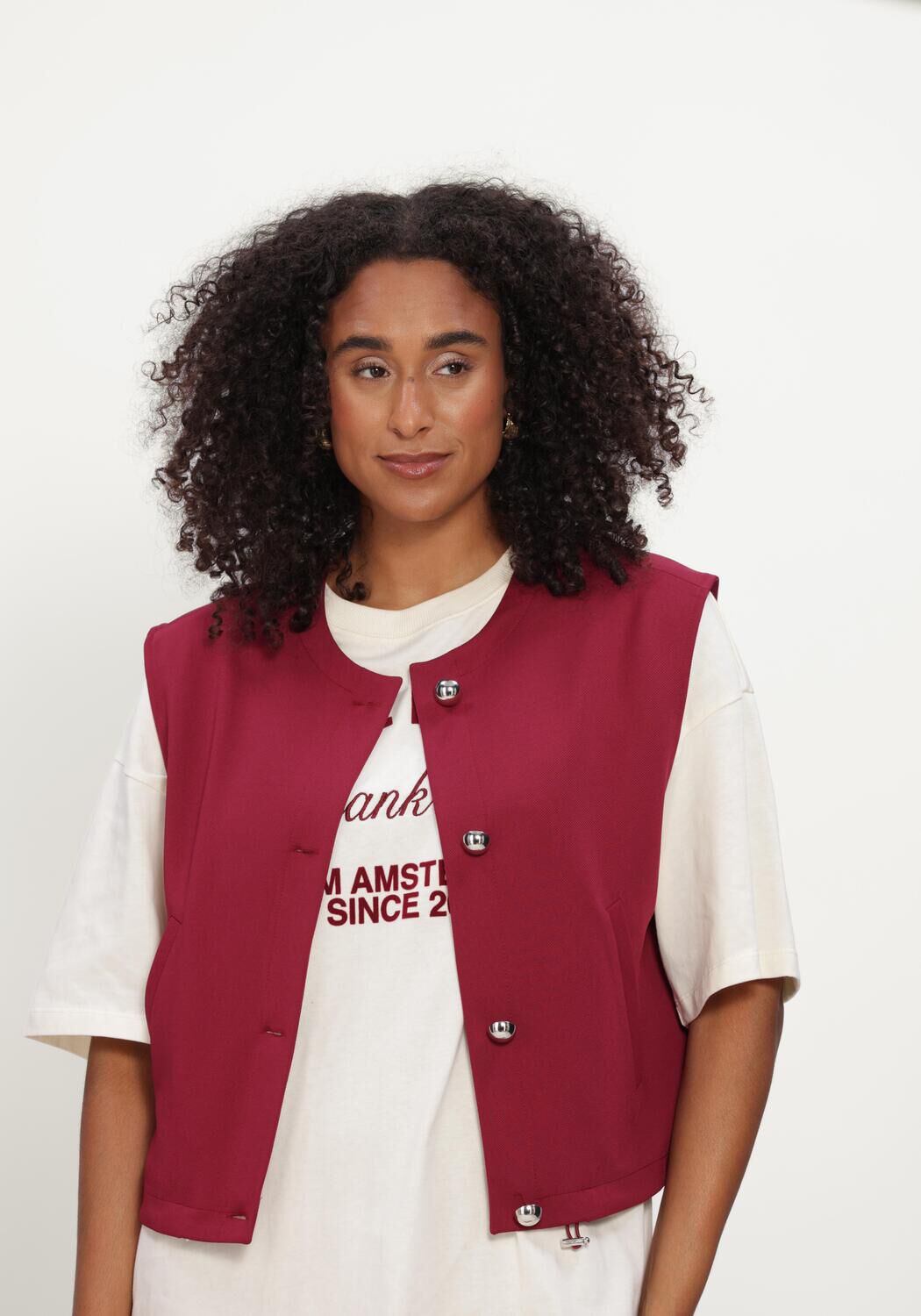 POM AMSTERDAM Gilet GAYA BURGUNDY RED Bordeaux - large