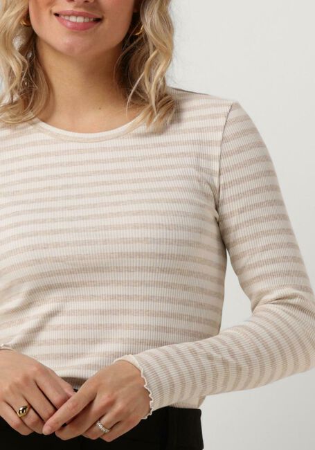 SELECTED FEMME SLFANNA LS CREW NECK TEE STRIPE Hauts & T-shirts en beige - large