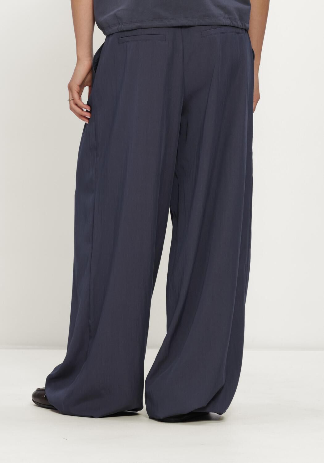 MSCH COPENHAGEN Pantalon large MSCHZINET MALANIE PANTS Bleu fonc&eacute; - large