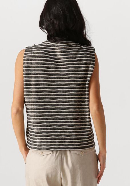 SUMMUM T-shirt SLEEVELESS TOP KNITTED STRIPE COATED en noir - large