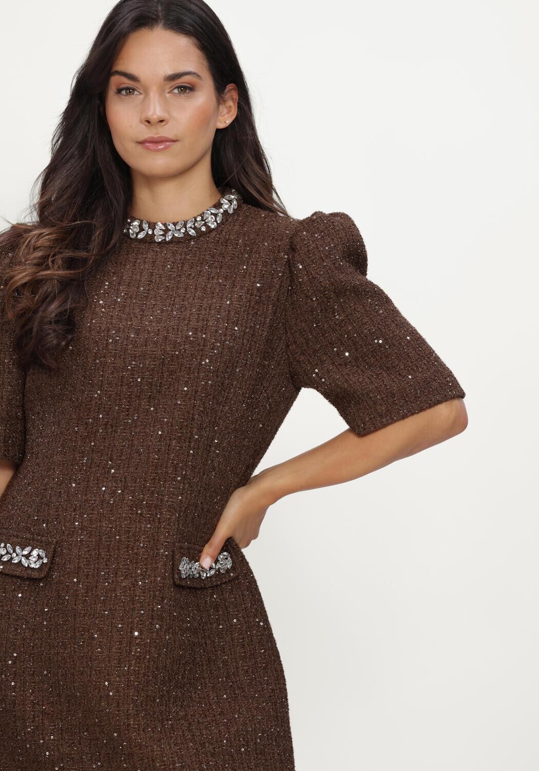 LINA LOCCHI Mini robe LL-BELINE en marron - large
