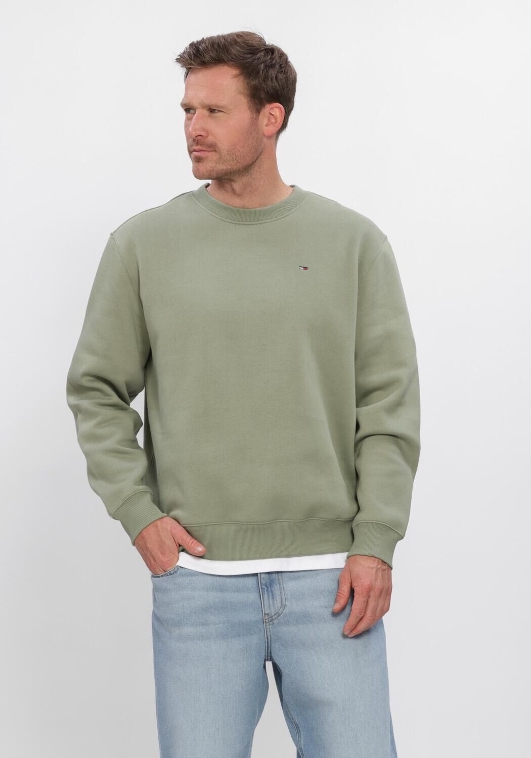 TOMMY JEANS Pull TJM REG S FLAG CREW EXT Olive - large