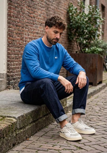 TOMMY JEANS Pull TJM REG BADGE CREW EXT en bleu - large