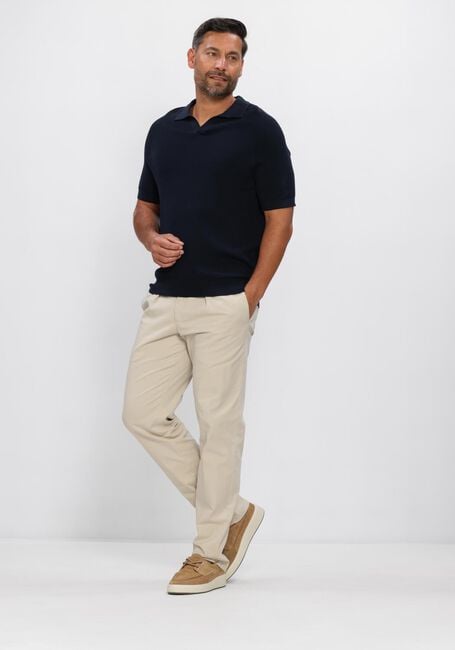 PROFUOMO Polo POLO OPEN COLLAR RIB Bleu fonc&eacute; - large