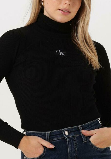 Zwarte CALVIN KLEIN Coltrui BADGE ROLL NECK SWETER - large