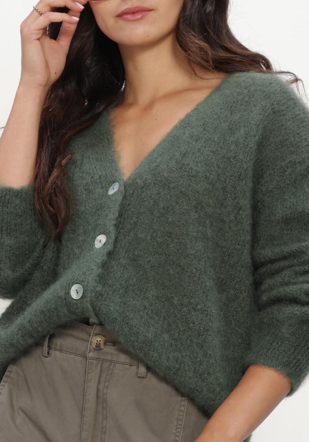Groene TWNS Trui BUTTONED V-NECK LONG-SLEEVE CARDIGAN - large