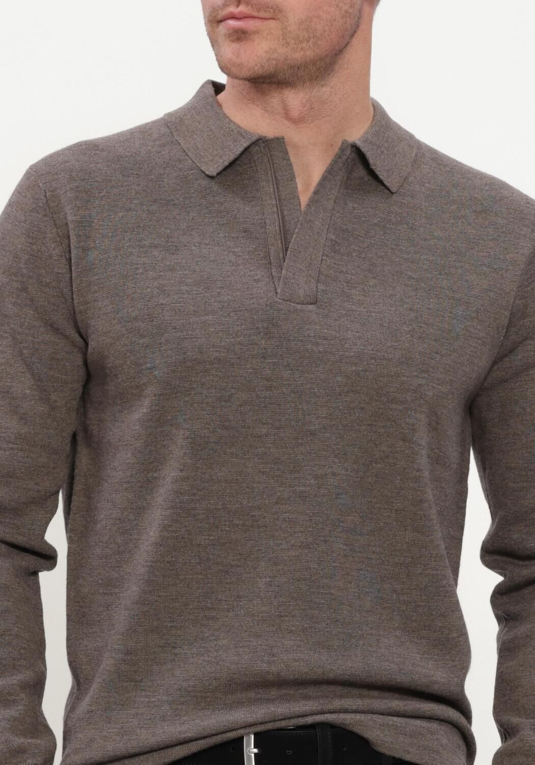 GENTILUOMO Pull POLO ZIP LS en taupe - large