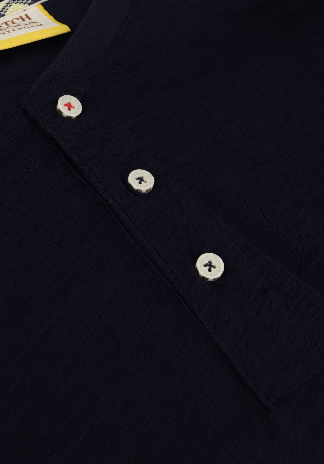 SCOTCH & SODA SLUB HENLEY LONG SLEEVE TEE Polos & T-Shirts Bleu fonc&eacute; - large