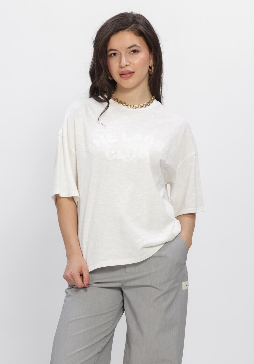 ALIX THE LABEL KNITTED SLUB T SHIRT Hauts & T-shirts en blanc - large
