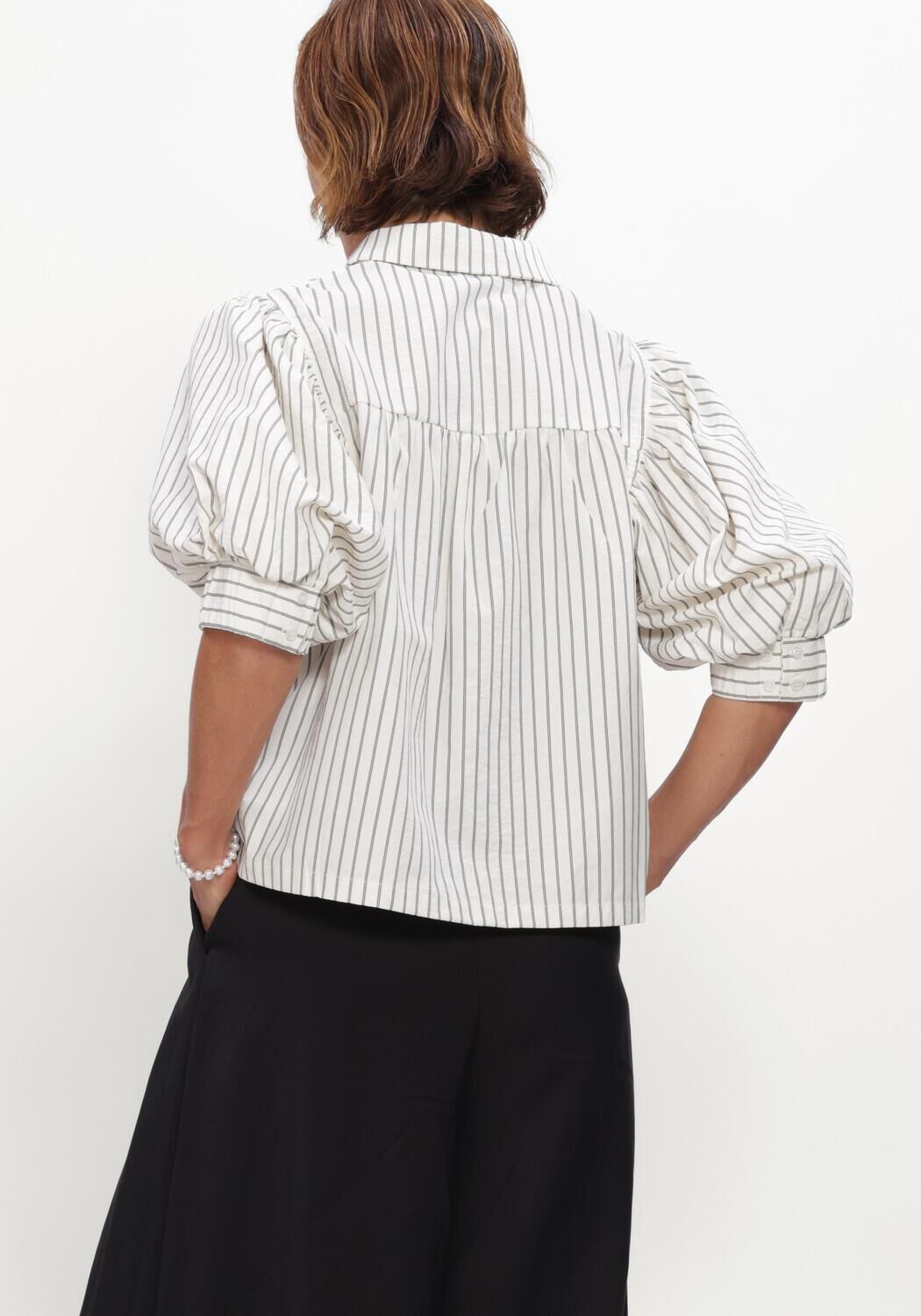 NEO NOIR ETTA SLIM STRIPE SHIRT Blouses &Eacute;cru - large