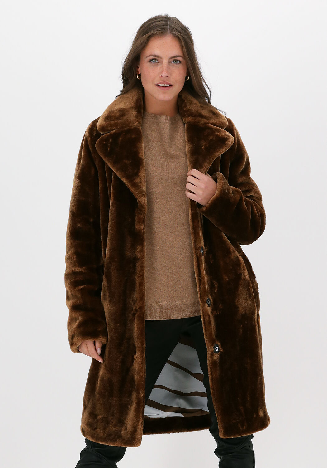 Manteau marron hotsell fausse fourrure
