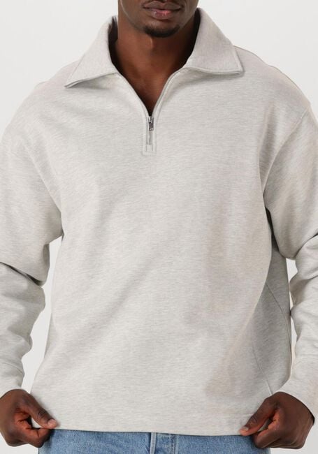 Lichtgrijze SELECTED HOMME Sweater SLHRELAXARON LS HALF ZIP SWEAT - large