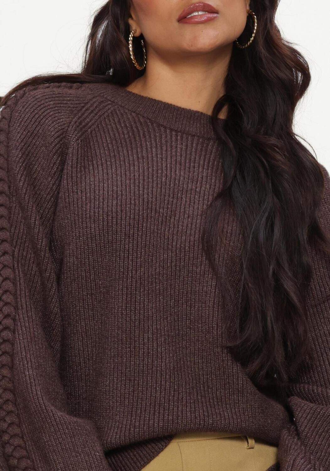 OBJECT Pull OBJHANNAH L/S RE KNIT PULLOVER NOOS en marron - large