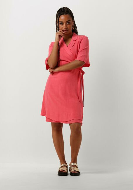 Roze OBJECT Mini jurk OBJSANNE RE S/S SHORT WRAP DRESS - large
