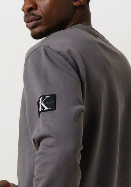 CALVIN KLEIN Chandail WASHED BADGE CREW NECK Gris foncé - large