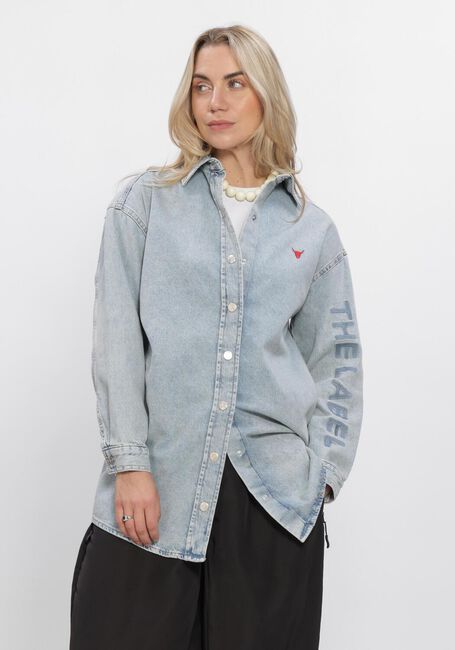 Lichtblauwe ALIX THE LABEL  LADIES WOVEN FLOWY DENIM OVERSIZED BLOUSE - large