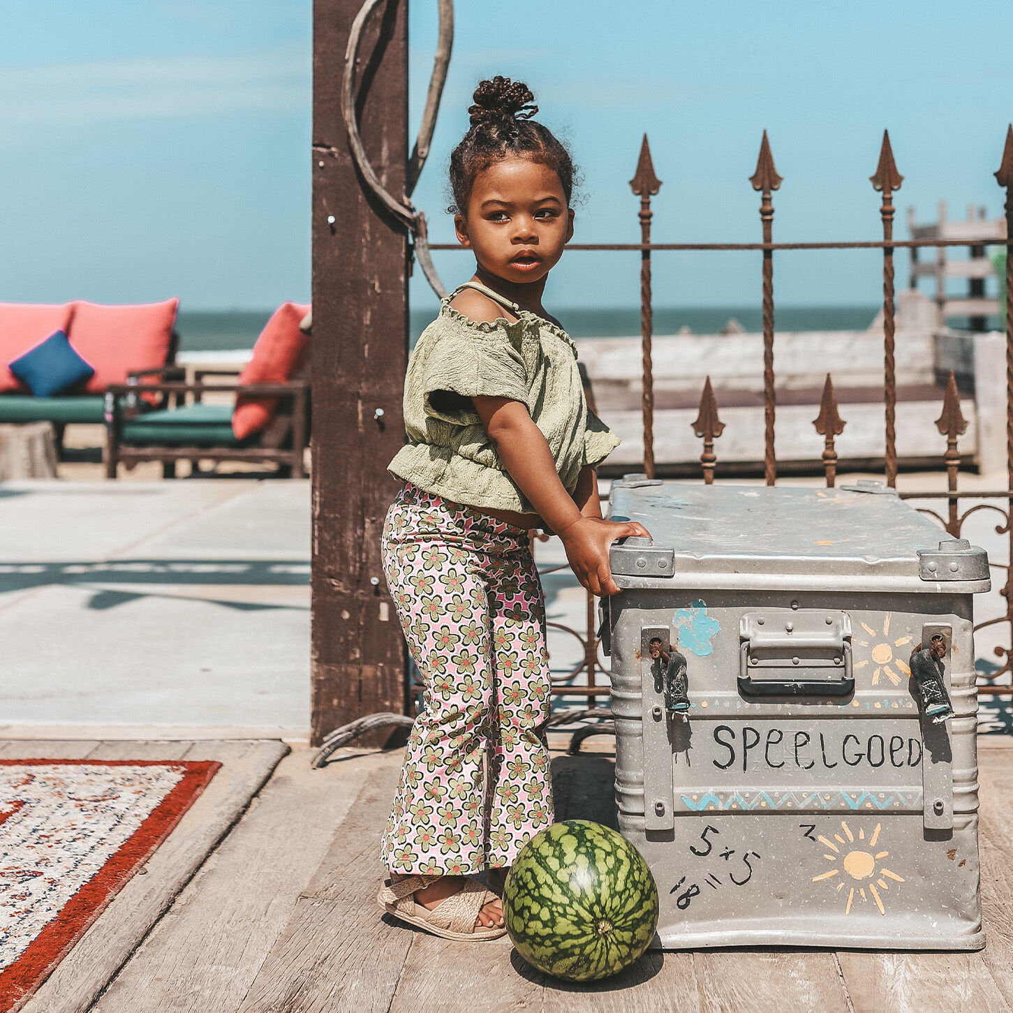 Groene YOUR WISHES Top BRODERIE OFF SHOULDER TOP - large