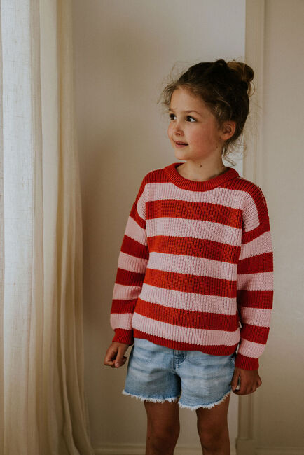 YUKI KIDSWEAR Pull STRIPES SWEATER en rouge - large