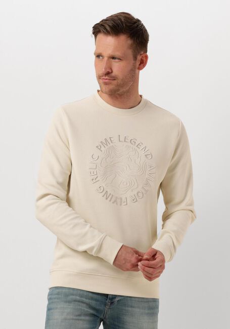 PME LEGEND Pull CREWNECK WAFFLE JERSEY en beige - large