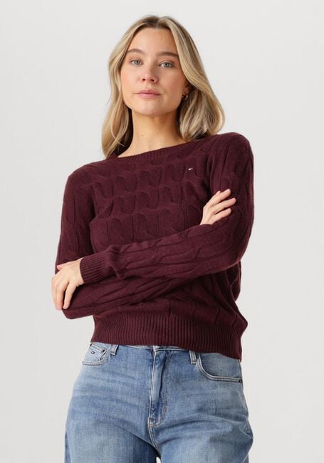 Bordeaux TOMMY HILFIGER Trui SOFT WOOL CABLE C-NK LS SWT - large