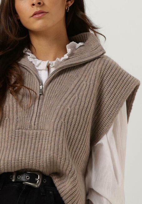 CO'COUTURE Spencer ROW ZIP VEST KNIT en taupe - large
