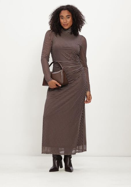 POM AMSTERDAM Robe maxi AMBER CHECK BROWN en marron - large